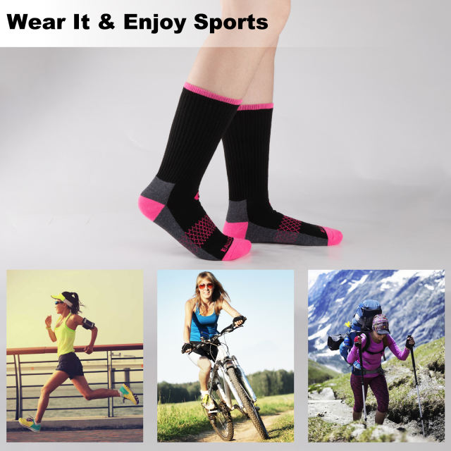 COOPLUS Womens Athletic Cushioned Crew Socks Soft Breathable Moisture-wicking Socks For Women 6 Pairs