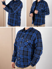 COOPLUS Mens Long Sleeves Shirts Timeless Checkered Pattern with Buttons Two Pockets Casual Dress Shirts