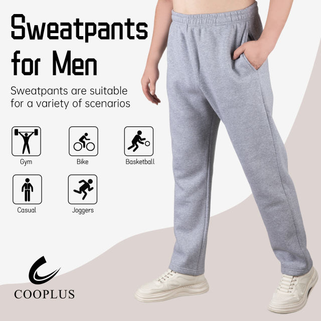 COOPLUS Mens Wide Leg Sweatpants with Pockets Mens Work Pants Track Cargo Pants for Men Size S M L XL XXL