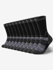 COOPLUS Mens Hiking Socks Crew Outdoor Socks 5 Pairs Moisture Wicking Cushioned Athletic Boot Socks