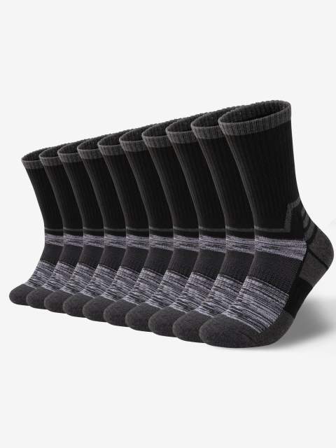COOPLUS Mens Hiking Socks Crew Outdoor Socks 5 Pairs Moisture Wicking Cushioned Athletic Boot Socks