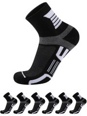 COOPLUS Mens Quarter Athletic Socks Multiple Colors Running Cushioned Breathable Casual Socks - 6 Pack