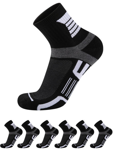 COOPLUS Mens Quarter Athletic Socks Multiple Colors Running Cushioned Breathable Casual Socks - 6 Pack