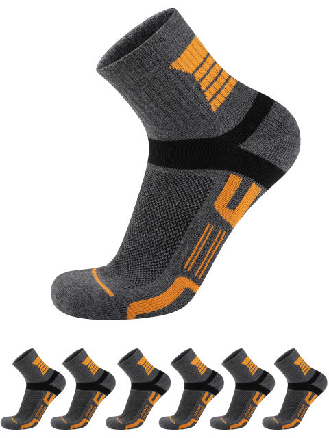 COOPLUS Mens Quarter Athletic Socks Multiple Colors Running Cushioned Breathable Casual Socks - 6 Pack