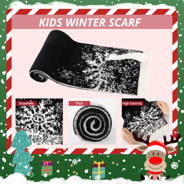 COOPLUS Christmas Hat Scarf Gloves Set for Kids Winter Soft Hat and Neck Warmer Gloves Set