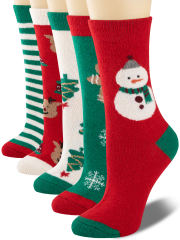COOPLUS Christmas Socks Winter Crew Socks for Women & Men Novelty Christmas Gift Socks 5 Pairs