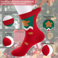 COOPLUS Christmas Socks Winter Crew Socks for Women & Men Novelty Christmas Gift Socks 5 Pairs