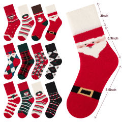 COOPLUS Womens Fuzzy Socks Christmas Socks for Women Winter Thick Thermal Socks Size 9-11 Crew Socks 4 Pairs