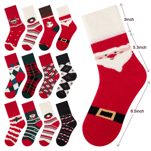 COOPLUS Womens Fuzzy Socks Christmas Socks for Women Winter Thick Thermal Socks Size 9-11 Crew Socks 4 Pairs