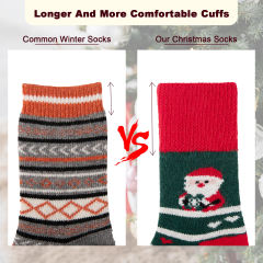 COOPLUS Womens Fuzzy Socks Christmas Socks for Women Winter Thick Thermal Socks Size 9-11 Crew Socks 4 Pairs