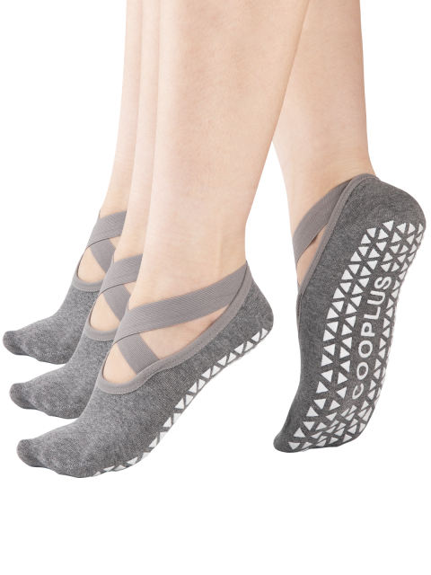 COOPLUS Womens Pilates Socks Non-Slip Grips With Straps Yoga Socks For Women Dance,Ballet,Workout