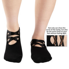 COOPLUS Non Slip Pilates Socks With Grips Straps For Women Yoga Barefoot Workout,Dance,Ballet,Hospital Socks