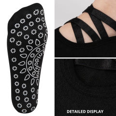 COOPLUS Non Slip Pilates Socks With Grips Straps For Women Yoga Barefoot Workout,Dance,Ballet,Hospital Socks