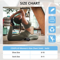 COOPLUS Womens Pilates Socks Non-Slip Grips With Straps Yoga Socks For Women Dance,Ballet,Workout