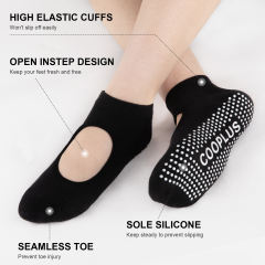 COOPLUS Womens Non Slip Athletic Socks With Grips Barefoot Workout Pilates Ballet Socks For Women 4 Pairs