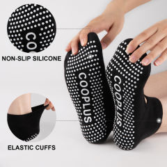 COOPLUS Womens Non Slip Athletic Socks With Grips Barefoot Workout Pilates Ballet Socks For Women 4 Pairs