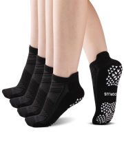 COOPLUS 4 Pairs Non Slip Yoga Socks With Grips For Women Anti-Slip Athletic Socks For Barefoot Workout,Ballet