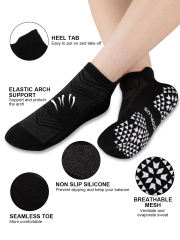 COOPLUS 4 Pairs Non Slip Yoga Socks With Grips For Women Anti-Slip Athletic Socks For Barefoot Workout,Ballet