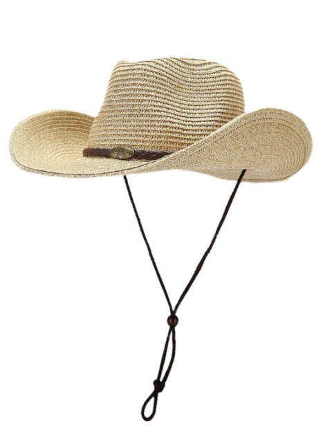 COOPLUS Straw Cowboy Hat for Women Western Cowgirl Adjustable Chin Strap Hats Foldable Beach Sun Hat Wide Brim for Summer