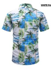 COOPLUS Hawaiian Shirt for Men, Summer Beach Short Sleeve Button Down Shirts, Printed Mens Shirts