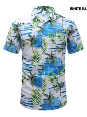 COOPLUS Hawaiian Shirt for Men, Summer Beach Short Sleeve Button Down Shirts, Printed Mens Shirts