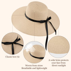 COOPLUS Womens Wide Brim Sun Straw Hat Beach Travel Hat Foldable Packable Floppy Summer Hat for Women