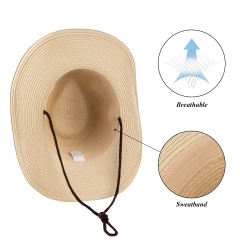 COOPLUS Straw Sun Hat For Women Wide Brim UV Protection Panama Hat for Beach and Travelling