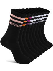 COOPLUS 9 Pairs Womens Lightweight Crew Socks Athletic Moisture Wicking Socks for Women