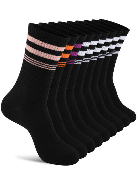 COOPLUS 9 Pairs Womens Lightweight Crew Socks Athletic Moisture Wicking Socks for Women