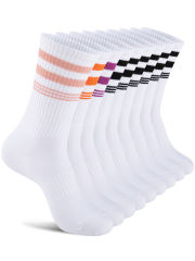 COOPLUS 9 Pairs Womens Lightweight Crew Socks Athletic Moisture Wicking Socks for Women