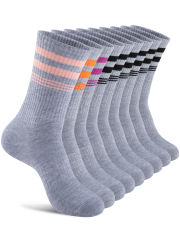 COOPLUS 9 Pairs Womens Lightweight Crew Socks Athletic Moisture Wicking Socks for Women
