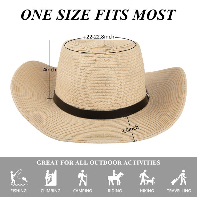 COOPLUS Straw Sun Hat For Women Wide Brim UV Protection Panama Hat for Beach and Travelling