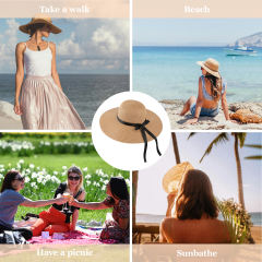 COOPLUS Womens Wide Brim Sun Straw Hat Beach Travel Hat Foldable Packable Floppy Summer Hat for Women