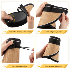 COOPLUS Sun Visor Hats for Women Wide Brim Straw UV Protection Cap for Summer Packable Foldable Beach Hat