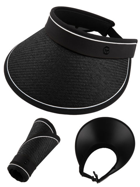 COOPLUS Sun Visor Hats for Women Wide Brim Straw UV Protection Cap for Summer Packable Foldable Beach Hat