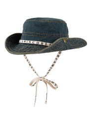 COOPLUS Womens Denim Cowboy Hat Two Ways To Wear Adjustable Chin Strap Hat Foldable Beach Sun Bucket Hat For Summer