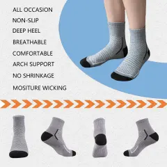 HEATUFF Mens Athletic Ankle Quarter Socks Mens Sock Breathable Cushioned Socks 6 Pairs