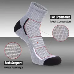 HEATUFF Mens Athletic Ankle Quarter Socks Mens Sock Breathable Cushioned Socks 6 Pairs