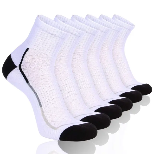 HEATUFF Mens Athletic Ankle Quarter Socks Mens Sock Breathable Cushioned Socks 6 Pairs