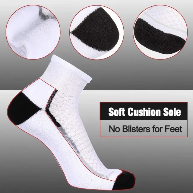 HEATUFF Mens Athletic Ankle Quarter Socks Mens Sock Breathable Cushioned Socks 6 Pairs