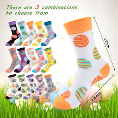 COOPLUS Womens Easter Socks Fun Multi-Colored Egg Pattern Socks for Women Holiday Gifts 5 pairs
