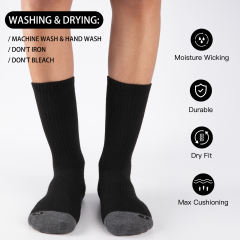 COOPLUS 10 Pairs Mens Crew Socks Long Cushion Socks for Men Running Breathable