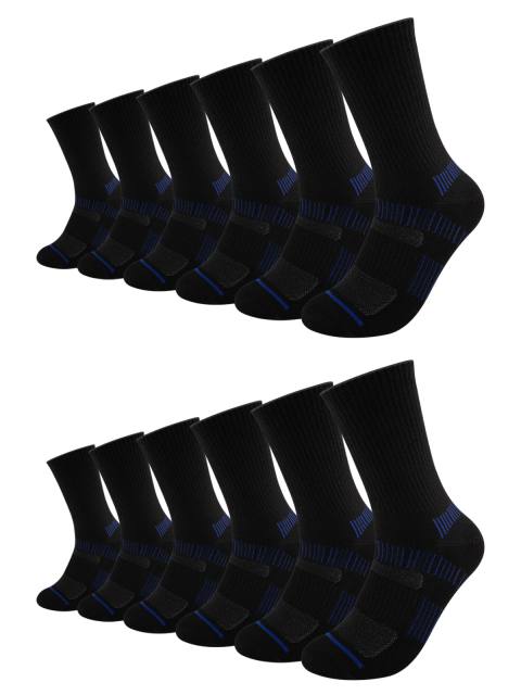 COOPLUS Mens Long Crew Socks Cushioned Cuff Socks for Men Casual Breathable Running 6 Pairs