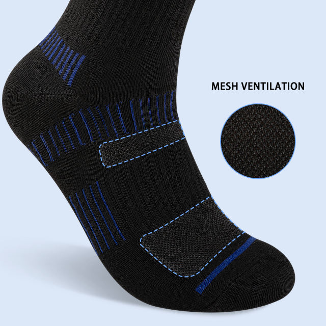 COOPLUS Mens Long Crew Socks Cushioned Cuff Socks for Men Casual Breathable Running 6 Pairs