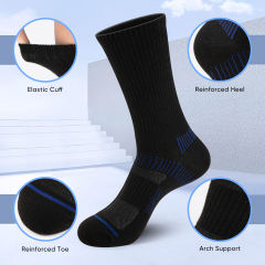 COOPLUS Mens Long Crew Socks Cushioned Cuff Socks for Men Casual Breathable Running 6 Pairs
