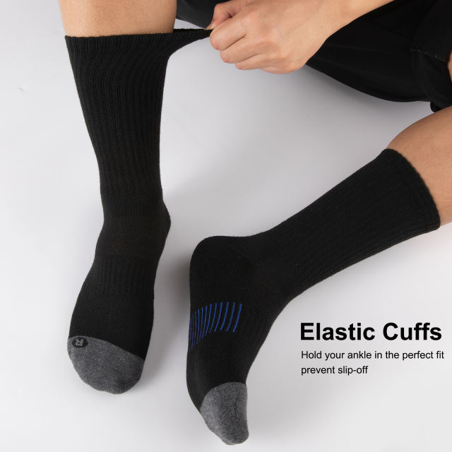 COOPLUS 10 Pairs Mens Crew Socks Long Cushion Socks for Men Running Breathable
