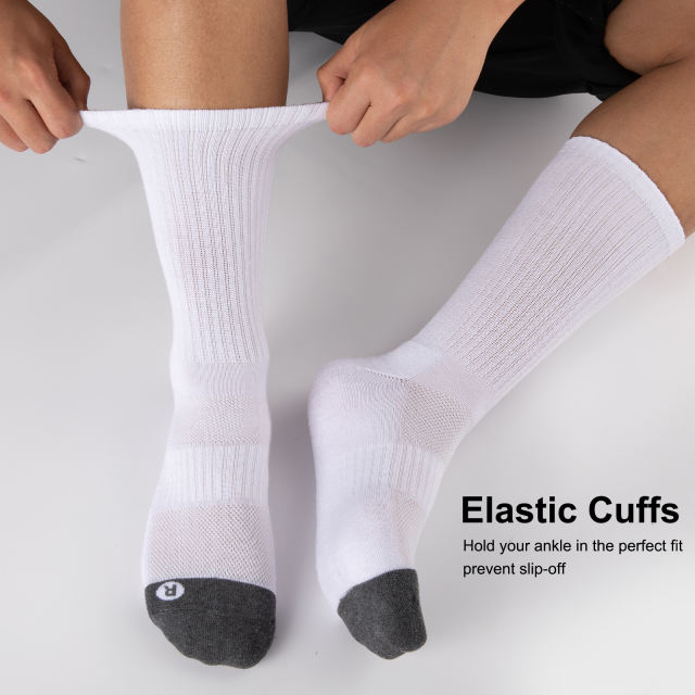 COOPLUS 10 Pairs Mens Crew Socks Long Cushion Socks for Men Running Breathable