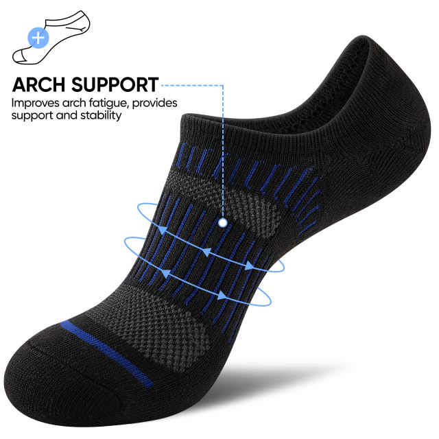 COOPLUS Mens No Show Socks Cushioned Low Cut Socks for Men Breathable Non-slip 6 Pairs