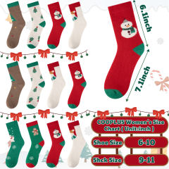 COOPLUS Womens Fuzzy Socks Christmas Socks for Women Winter Thick Thermal Socks Size 9-11 Crew Socks 4 Pairs