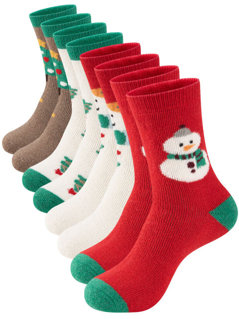 COOPLUS Womens Fuzzy Socks Christmas Socks for Women Winter Thick Thermal Socks Size 9-11 Crew Socks 4 Pairs